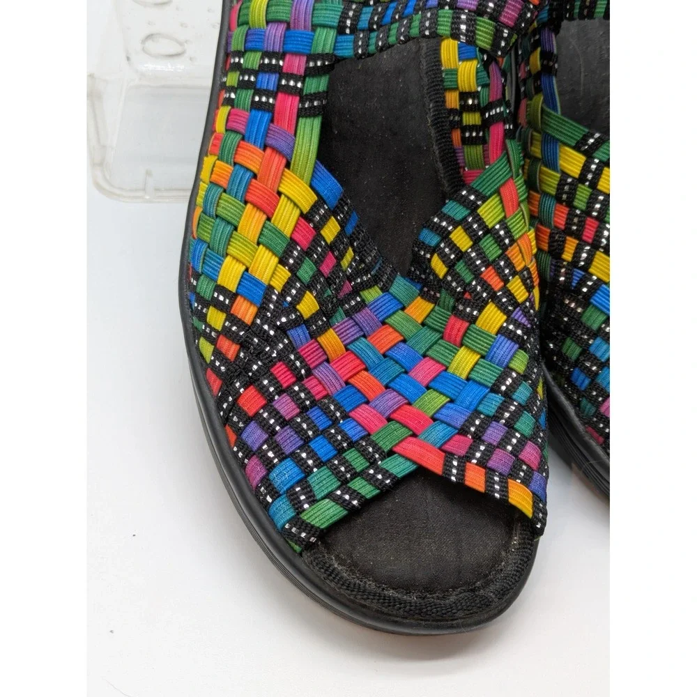 Baretraps Women's 8.5M Rainbow Woven Memory Foam Wedge Sandals Comfort Shoes
